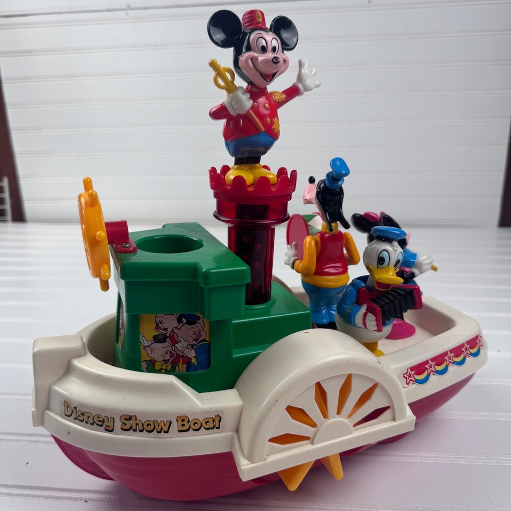 Vintage 1981 Disney Mickey Mouse Show Boat Playworld Donald Minnie Goofy Untest
